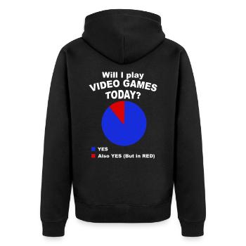 Will I play video games today? - Unisex Premium Organic Zip Hoodie - black - Back - Nico (187cm)