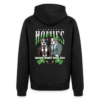 Sidehustle Homies - gagner de l’argent depuis 2024 - Veste à capuche bio Premium Unisexe - noir - Dos - Nico (187cm)