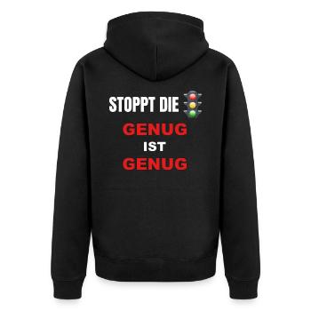 Stoppt die Ampel - genug ist genug - Unisex Premium Bio Zip Hoodie - Schwarz - Hinten - Nico (187cm)