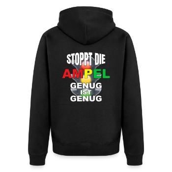 Stoppt die Ampel - genug ist genug - Unisex Premium Bio Zip Hoodie - Schwarz - Hinten - Nico (187cm)