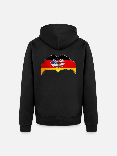USA Germany Heart - Dual Citizenship Design - Unisex Premium Organic Zip Hoodie - black