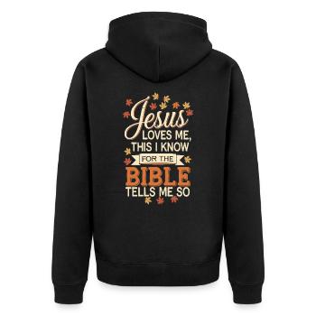Jésus m’aime - Jésus m’aime - Veste à capuche bio Premium Unisexe - noir - Dos - Nico (187cm)