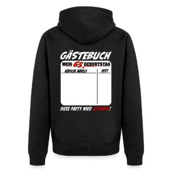 65. Geburtstag Gästebuch 65 Jahre Lustig - Unisex Premium Bio Zip Hoodie - Schwarz - Hinten - Nico (187cm)