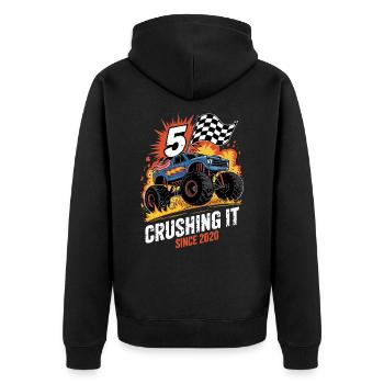 Monster Truck du 5e anniversaire – L’écraser 2020 - Veste à capuche bio Premium Unisexe - noir - Dos - Nico (187cm)