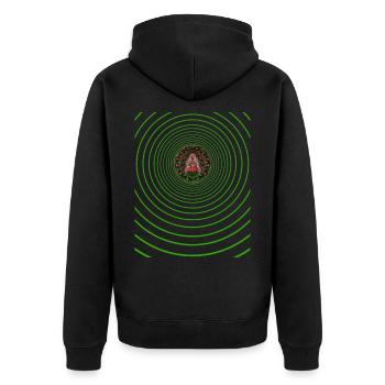 Buddha Energie - Unisex Premium Bio Zip Hoodie - Schwarz - Hinten - Nico (187cm)