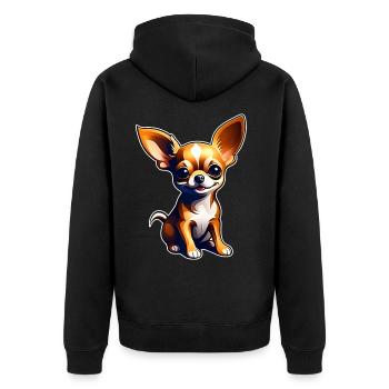 Mignon petit chien chihuahua dans un style comique - Veste à capuche bio Premium Unisexe - noir - Dos - Nico (187cm)