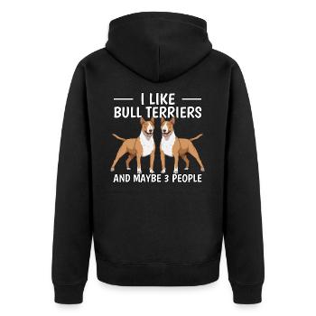 Bullterrier I Like Bull Terriers - Unisex Premium Bio Zip Hoodie - Schwarz - Hinten - Nico (187cm)