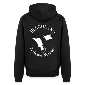 Helgoland - Unisex Premium Bio Zip Hoodie - Schwarz - Hinten - Nico (187cm)