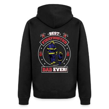 Firefighter - Father and Son Fire Brigade 112 - Unisex Premium Organic Zip Hoodie - black - Back - Nico (187cm)