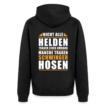 Manche tragen Schwingerhosen - Unisex Premium Bio Zip Hoodie - Schwarz - Hinten - Nico (187cm)