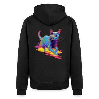 Colorful Cat Neon - Unisex Premium Organic Zip Hoodie - black - Back - Nico (187cm)