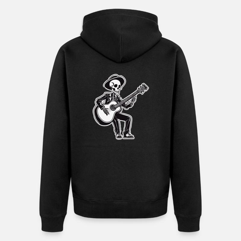 Guitare jouant du squelette - Veste à capuche bio Premium Unisexe - noir