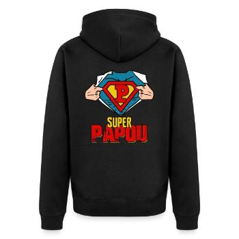 Super Papou Cadeau Meilleure Grand père Vintage - Veste à capuche bio Premium Unisexe - noir - Dos - Nico (187cm)