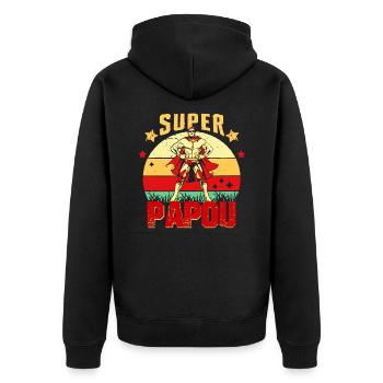 Super PAPOU Cadeau Meilleure Grand père du Vintage - Veste à capuche bio Premium Unisexe - noir - Dos - Nico (187cm)