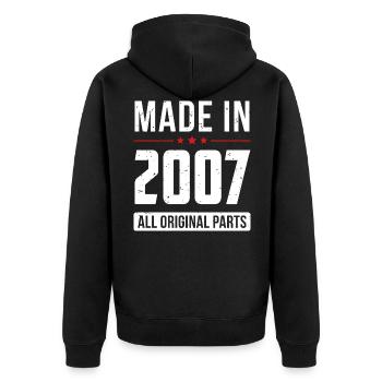 Made In 2007 - All Original Parts - Birthday - Unisex Premium Organic Zip Hoodie - black - Back - Nico (187cm)