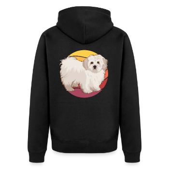 Maltese Retro Sunset - Unisex Premium Organic Zip Hoodie - black - Back - Nico (187cm)