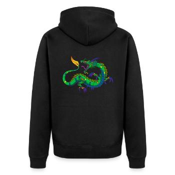 Metalldrache Mechdragon Drache aus Metall - Unisex Premium Bio Zip Hoodie - Schwarz - Hinten - Nico (187cm)