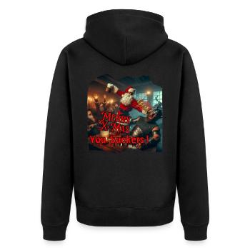 Merry Xmas Sucker Shirt - Unisex Premium Bio Zip Hoodie - Schwarz - Hinten - Nico (187cm)