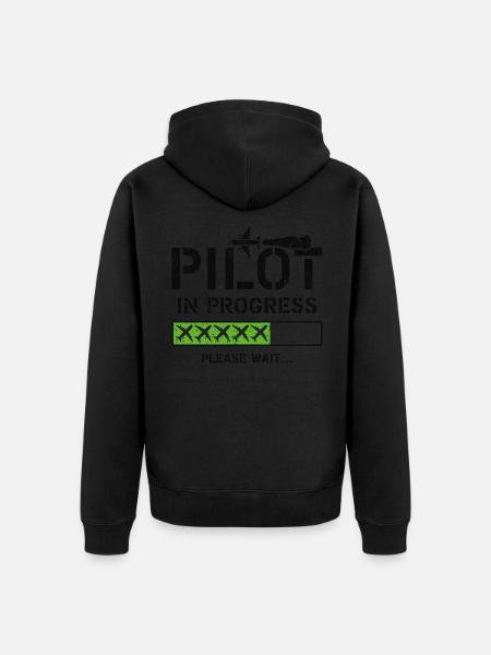 Future Airplane Pilot Son Grandson Aviation Flying - Unisex Premium Organic Zip Hoodie - black
