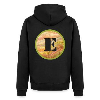e 37 buchstabe e - Unisex Premium Bio Zip Hoodie - Schwarz - Hinten - Nico (187cm)