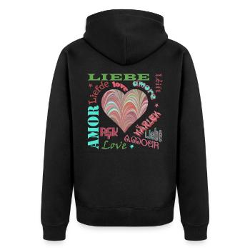 Amour Multilingue E 106 - Veste à capuche bio Premium Unisexe - noir - Dos - Nico (187cm)