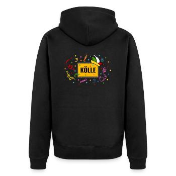 Kölle Karneval Ortsschild Fasching Narrenkappe - Unisex Premium Bio Zip Hoodie - Schwarz - Hinten - Nico (187cm)