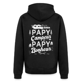 Papy camping car papy bonheur camper - Veste à capuche bio Premium Unisexe - noir - Dos - Nico (187cm)