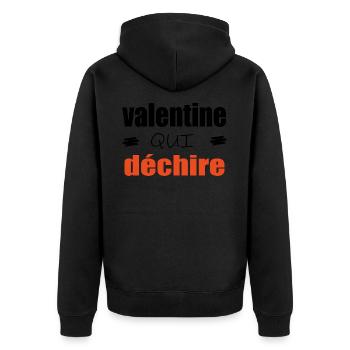 Valentine Qui Déchire Couple Saint Valentin Humour - Veste à capuche bio Premium Unisexe - noir - Dos - Nico (187cm)