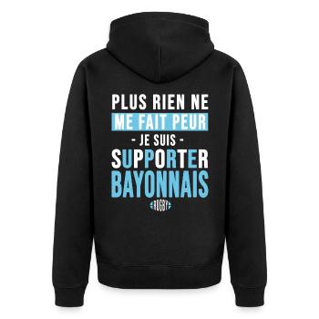 Rugby Bayonne cadeau supporter bayonnais - Veste à capuche bio Premium Unisexe - noir - Dos - Nico (187cm)