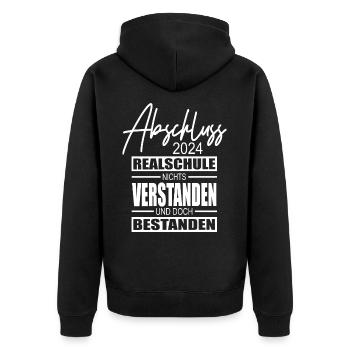 Abschluss 2024 Realschule - Unisex Premium Bio Zip Hoodie - Schwarz - Hinten - Nico (187cm)