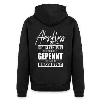 Abschluss 2024 Hauptschule - Unisex Premium Bio Zip Hoodie - Schwarz - Hinten - Nico (187cm)
