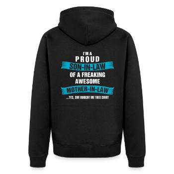 Funny Son in Law Birthday Christmas Awesome Mother - Unisex Premium Organic Zip Hoodie - black - Back - Nico (187cm)