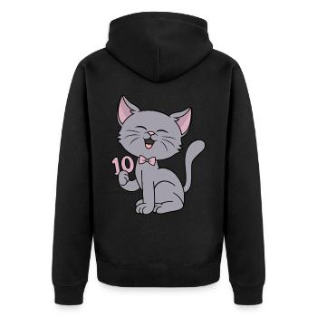 Fille de 10 ans drôle de chat 10ème anniversaire - Veste à capuche bio Premium Unisexe - noir - Dos - Nico (187cm)