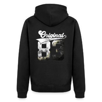 43. GEBURTSTAG 43 JAHRE ORIGINAL 1983 - Unisex Premium Bio Zip Hoodie - Schwarz - Hinten - Nico (187cm)