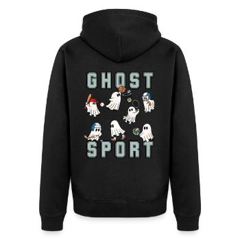 Geist Sport Halloween niedliche Geister - Unisex Premium Bio Zip Hoodie - Schwarz - Hinten - Nico (187cm)
