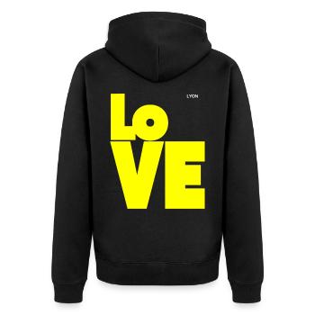 Love Yellow - Veste à capuche bio Premium Unisexe - noir - Dos - Nico (187cm)