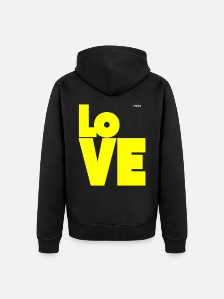 Liebe Gelb - Unisex Premium Bio Zip Hoodie - Schwarz