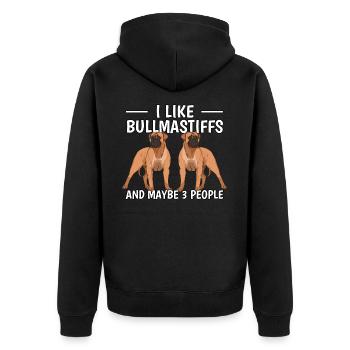 Bullmastiff I Like Bullmastiffs And Maybe 3 People - Veste à capuche bio Premium Unisexe - noir - Dos - Nico (187cm)