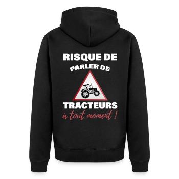 Humour risque de parler de tracteur agriculture - Veste à capuche bio Premium Unisexe - noir - Dos - Nico (187cm)