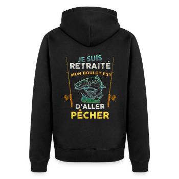 Retraite et pêche le boulot de mon Papy pêcheur - Veste à capuche bio Premium Unisexe - noir - Dos - Nico (187cm)