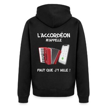 Accordeon humour. l'accordéon m'appelle - Veste à capuche bio Premium Unisexe - noir - Dos - Nico (187cm)