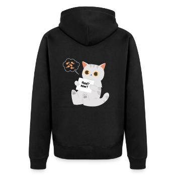 Katze Food? Now? - Hungriges Kätzchen - Unisex Premium Bio Zip Hoodie - Schwarz - Hinten - Nico (187cm)