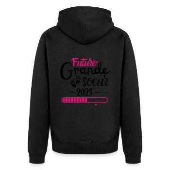 Future Grande Soeur 2023 Cadeau Annonce Grossessee - Veste à capuche bio Premium Unisexe - noir - Dos - Nico (187cm)