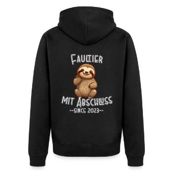Schulabschluss 2023 - Unisex Premium Bio Zip Hoodie - Schwarz - Hinten - Nico (187cm)
