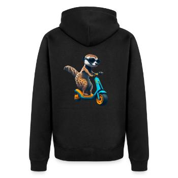 Escooting Erdmännchen Escooter Elektroroller - Unisex Premium Bio Zip Hoodie - Schwarz - Hinten - Nico (187cm)