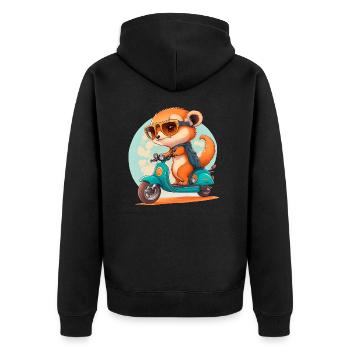 Escooting Erdmännchen Escooter Elektroroller - Unisex Premium Bio Zip Hoodie - Schwarz - Hinten - Nico (187cm)