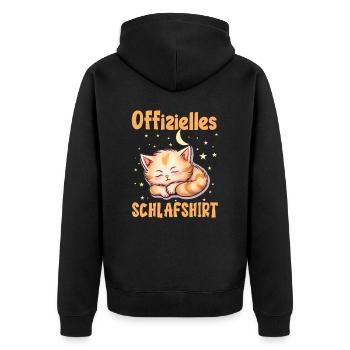 Offizielles Schlafshirt Schlafende Katze - Unisex Premium Bio Zip Hoodie - Schwarz - Hinten - Nico (187cm)
