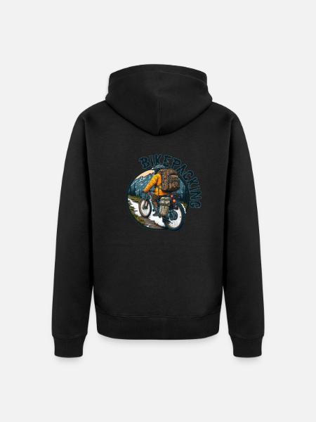 Bikepacking - Unisex Premium Bio Zip Hoodie - Schwarz