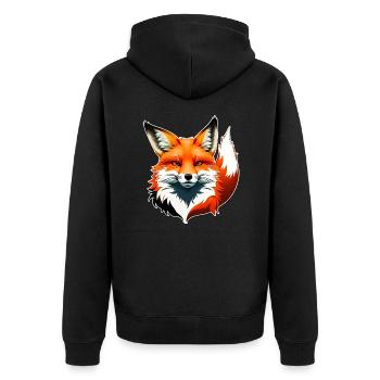 Wild Eleganter Fuchskopf mit Fuchsschwanz - Unisex Premium Bio Zip Hoodie - Schwarz - Hinten - Nico (187cm)