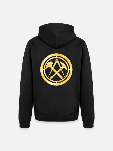 Logo de la Guilde des couvreurs Armoiries Or - Veste à capuche bio Premium Unisexe - noir